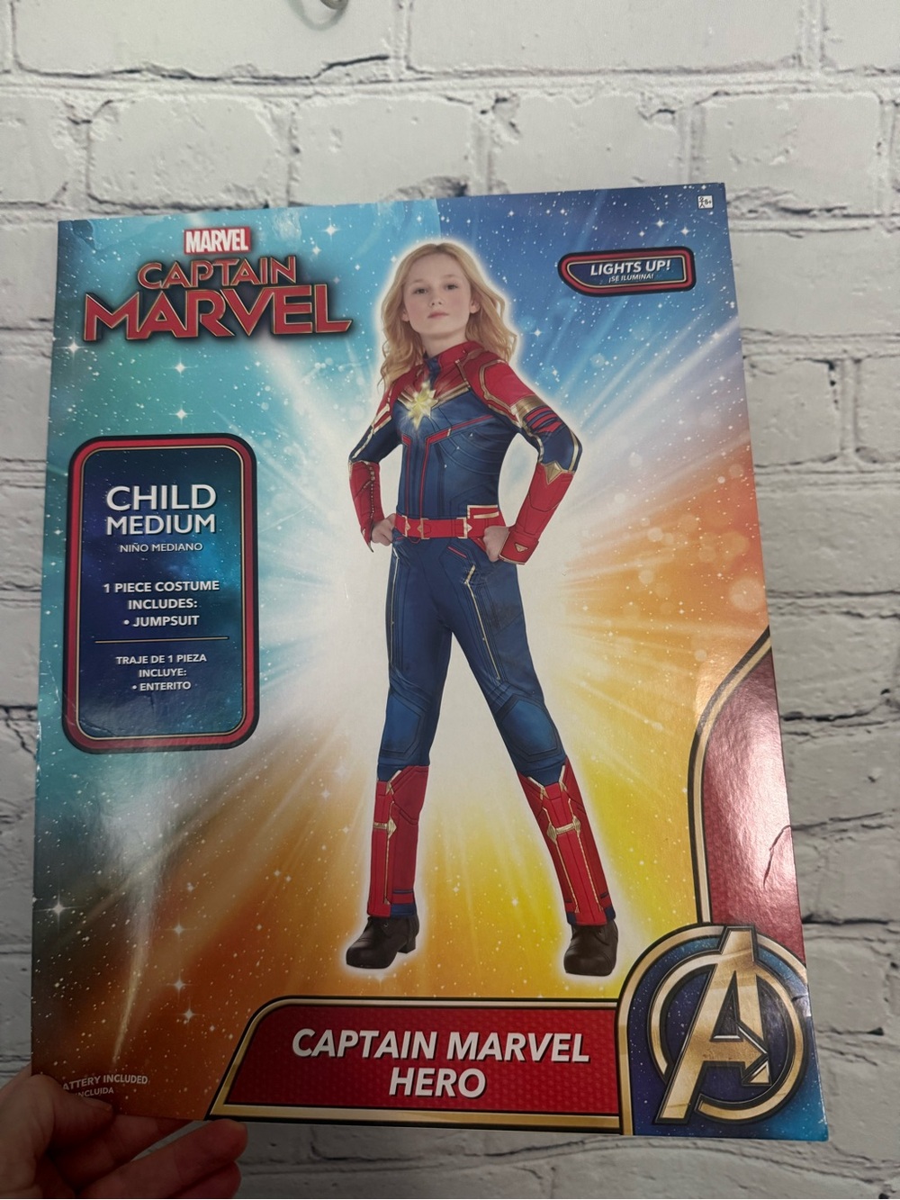 Marvel Captain Marvel Kids Hero Jumpsuit in Red & Blue girls medium Halloween